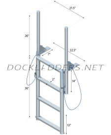4 Step Floating Dock Finger Pier Lift Ladder with 2" Standard Steps