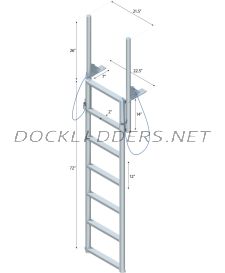 7 Step Floating Dock Finger Pier Lift Ladder with 2" Standard Steps