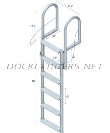 6 Step Floating Dock Lift Ladder with 3-1/2" Wide Steps