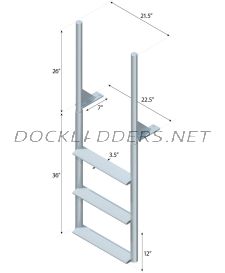 3 Step Finger Pier Straight Ladder with 3-1/2" Wide Steps