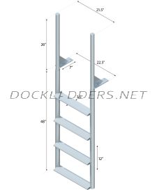 4 Step Finger Pier Straight Ladder with 3-1/2" Wide Steps