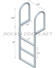 3 Step Straight Ladder with 2" Standard Steps