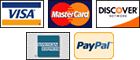 We accept Visa, Mastercard, Discover, American Express and PayPal
